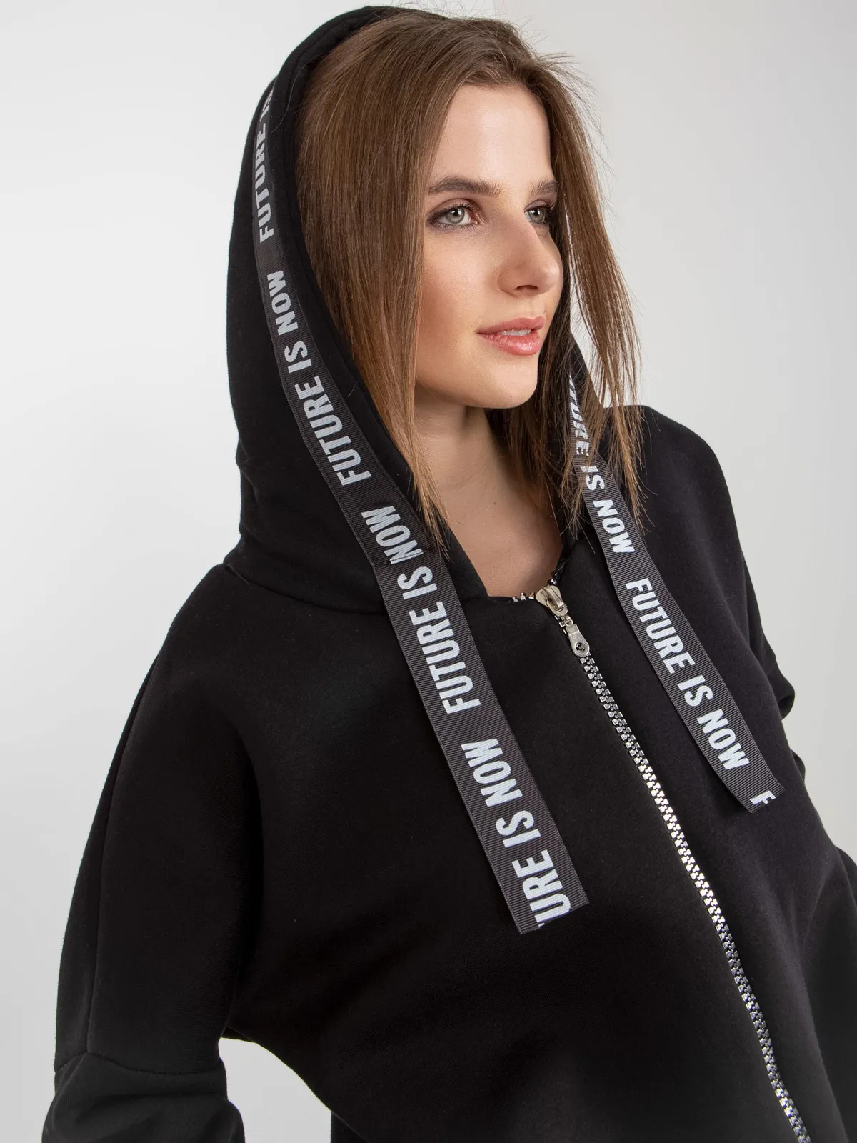 Hurtowna Fuksjowa długa dresowa bluza rozpinana oversize - zdjęcie 4