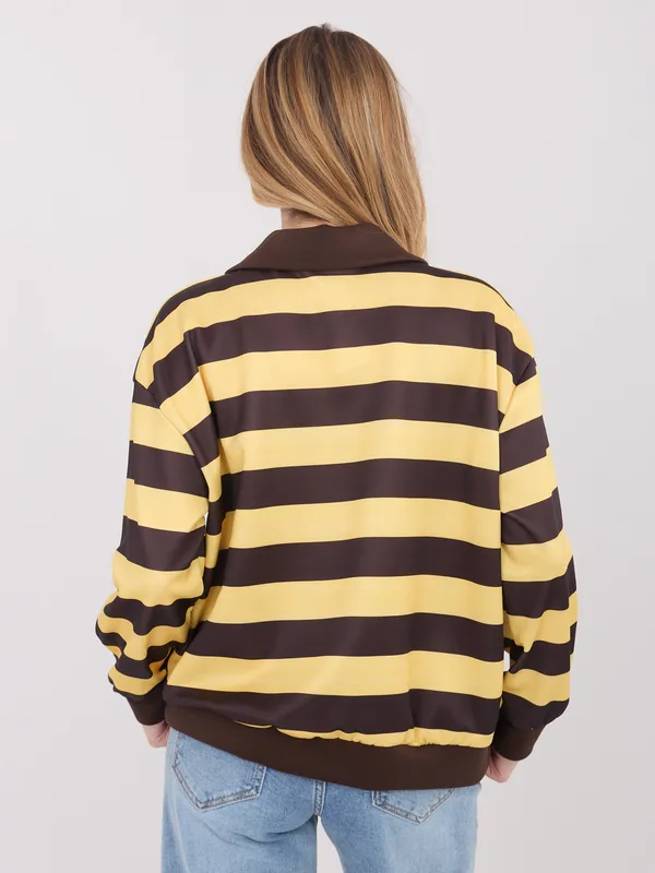 Bluza oversize w paski z kołnierzem zapinana na suwak