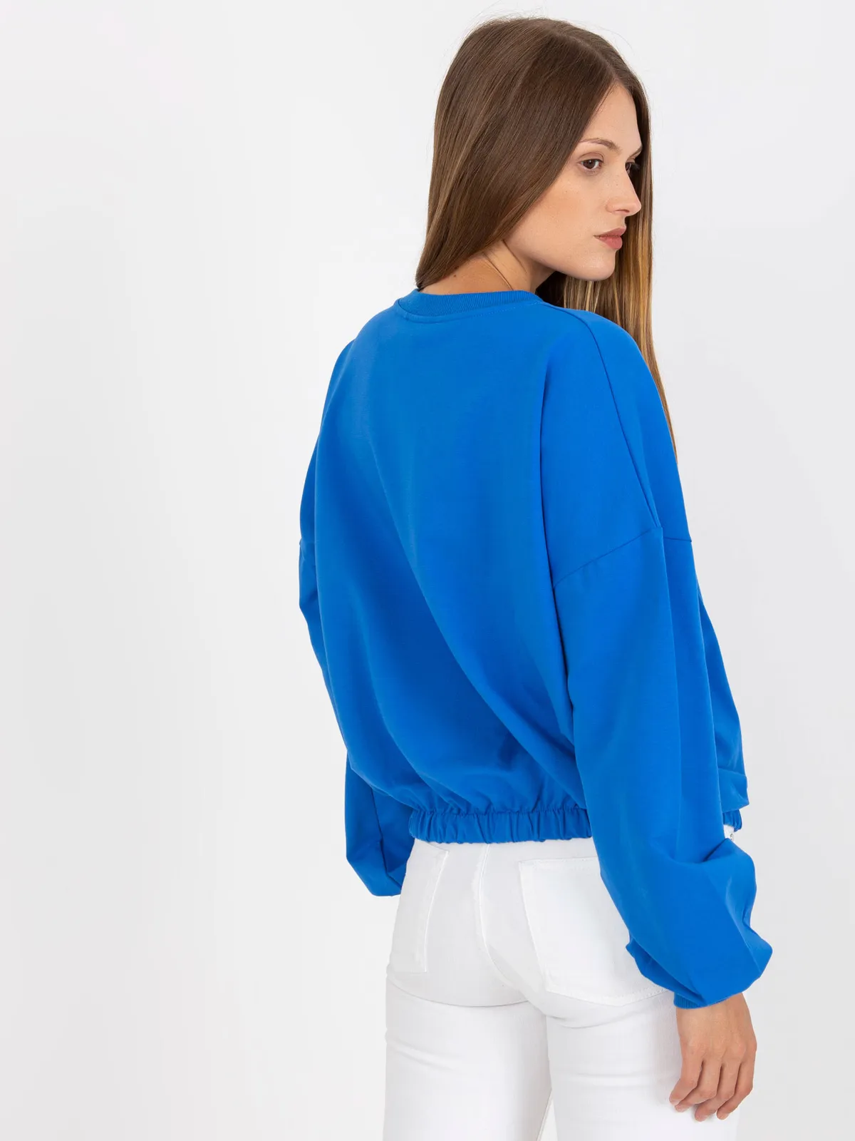 Ciemnoniebieska bluza bez kaptura bawełniana RUE PARIS - zdjęcie 4