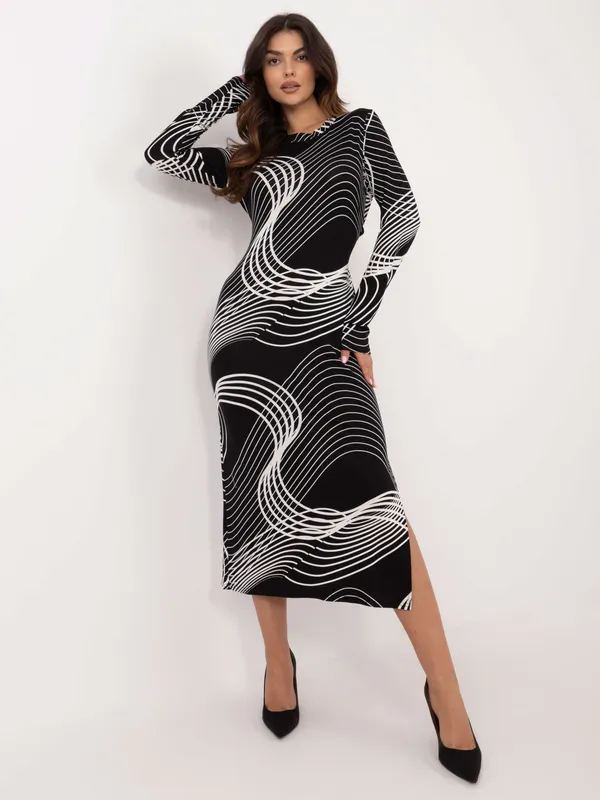 Dopasowana sukienka midi z wiązaniem w talii - widok 2