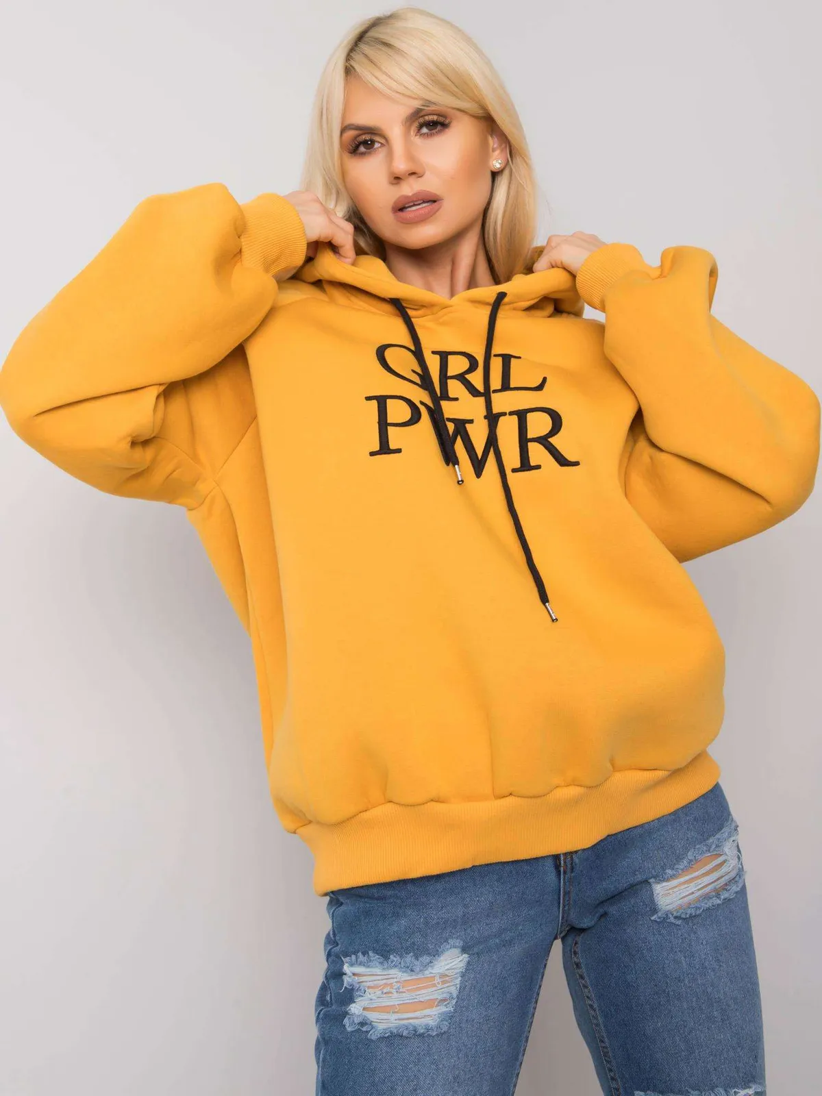 Ciemnoniebieska ocieplana bluza dresowa oversize - zdjęcie 4