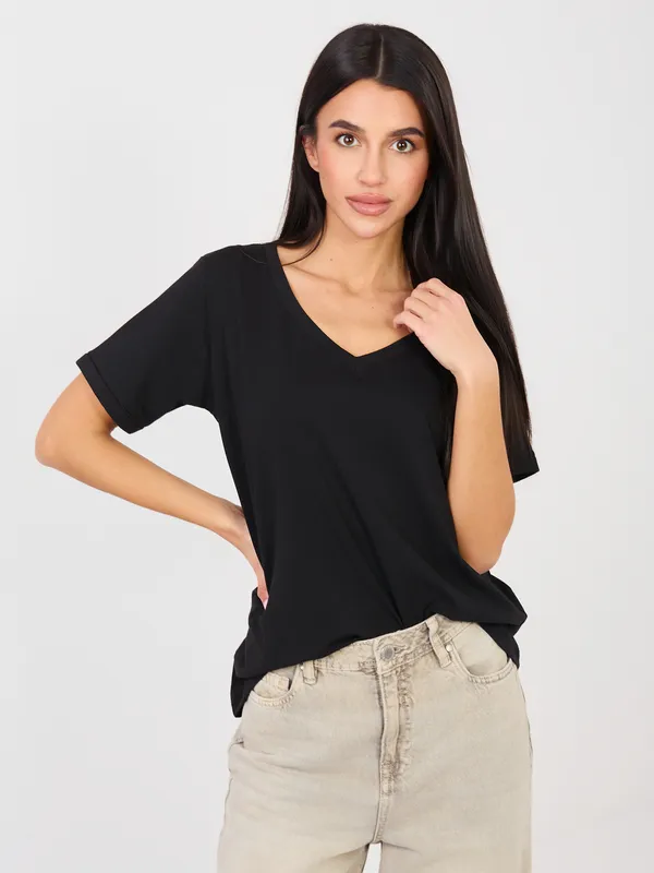 Klasyczny T-shirt z dekoltem w serek