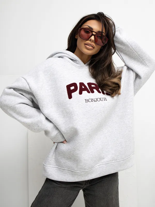 Bluza oversize z wypukłym napisem Paris - widok 2