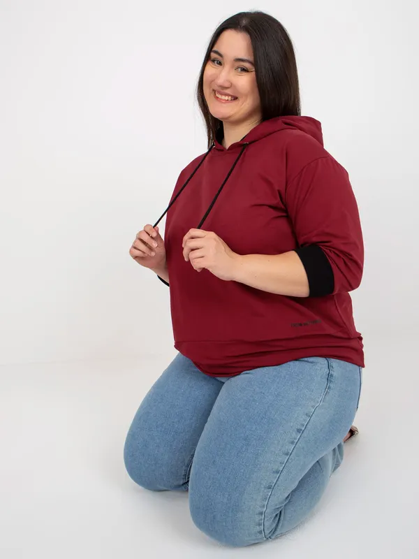 Czarna dresowa bluza plus size z kieszeniami - widok 2