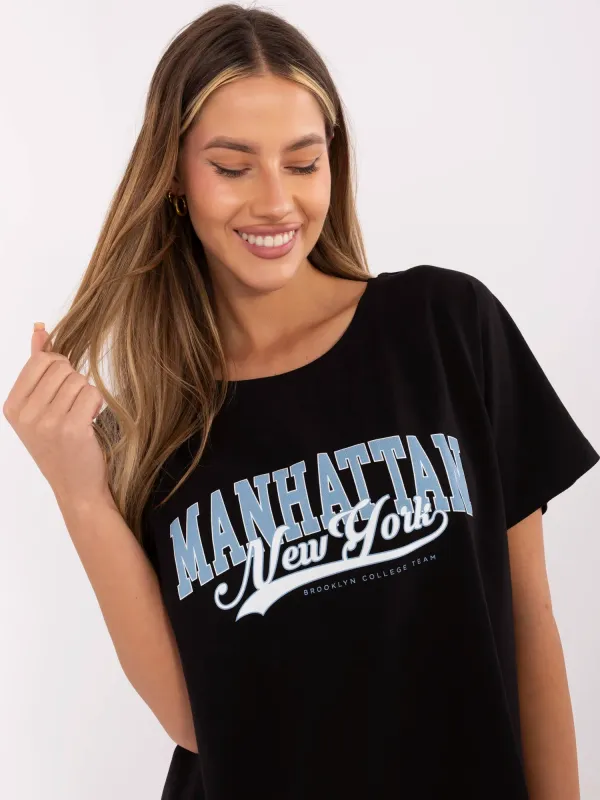 T-shirt oversize z nadrukiem w stylu college