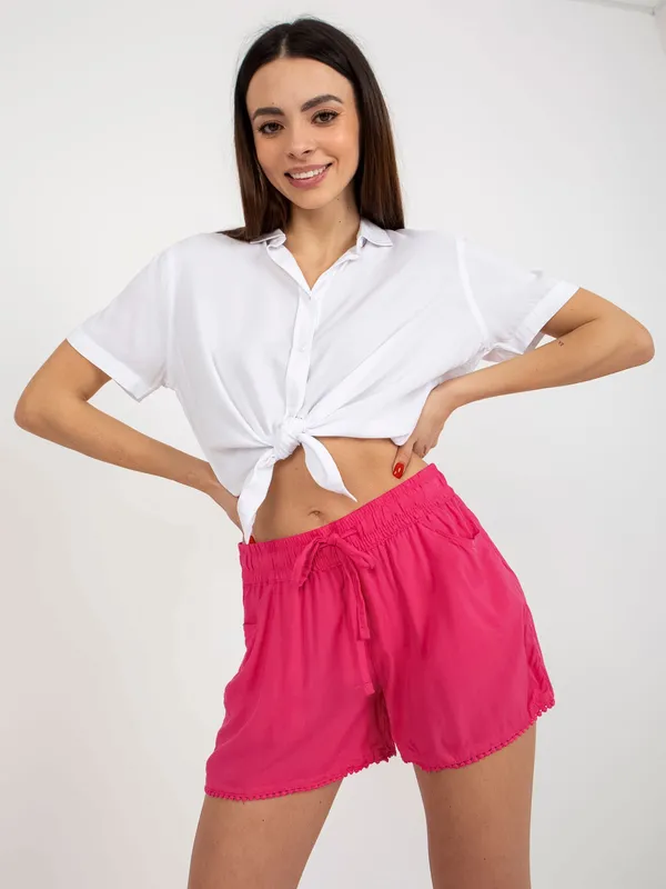 Zielone letnie szorty casualowe z koronką FRESH MADE
