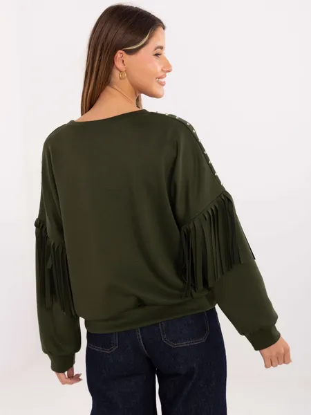 Bluza oversize z frędzlami i ozdobnymi nitami