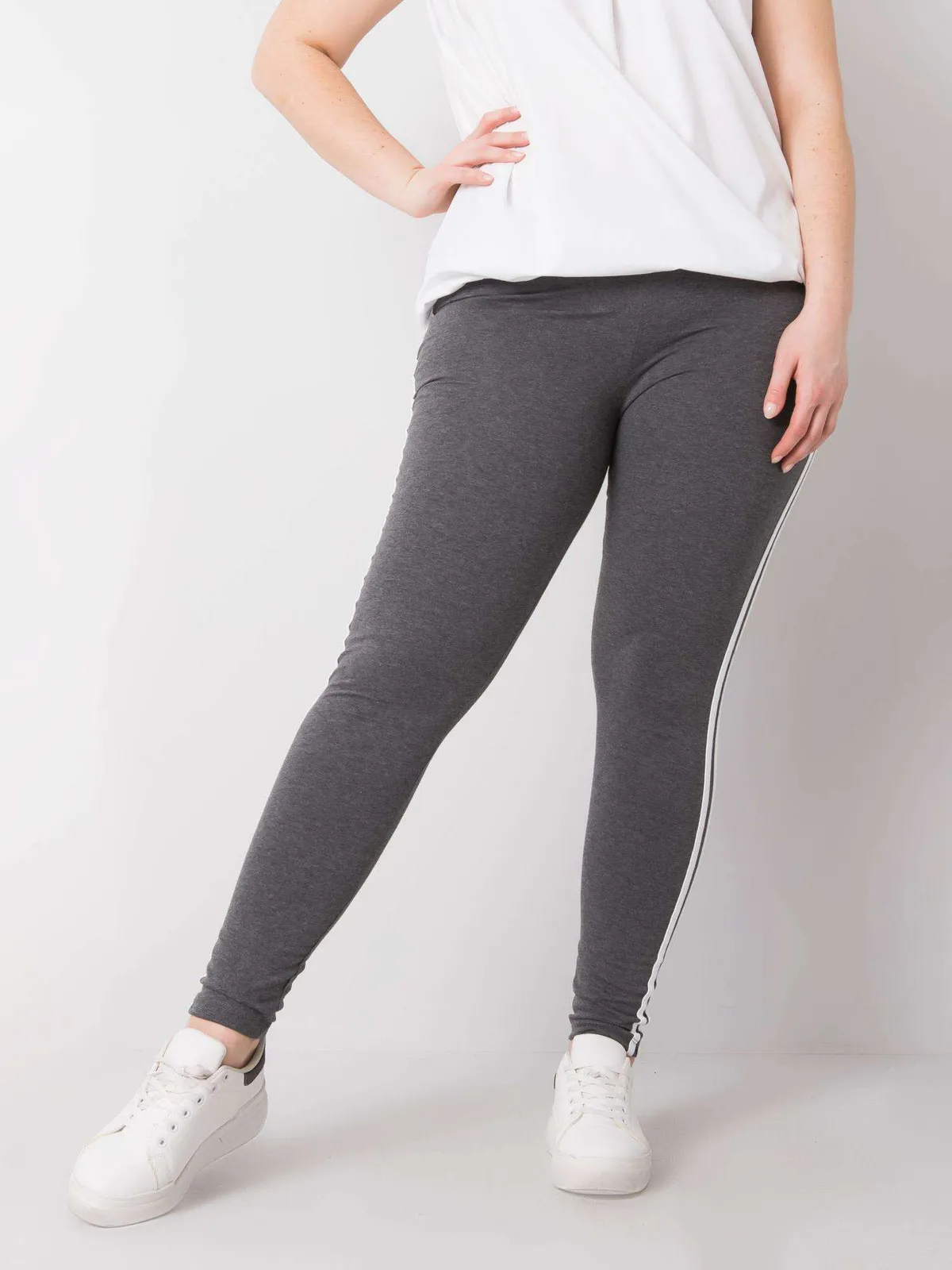 Szare melanżowe legginsy plus size - zdjęcie 2
