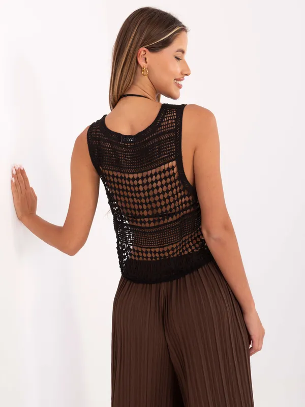 Ażurowy top bez rękawów w stylu boho - widok 2