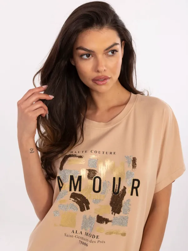 T-shirt o kroju oversize z ozdobnym nadrukiem - widok 2