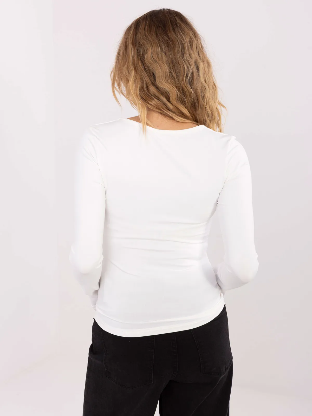 Dopasowana bluzka z głębokim dekoltem i wycięciem - zdjęcie 1