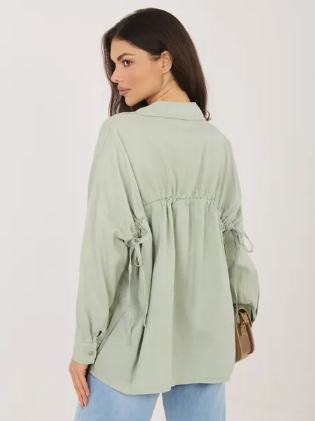 Koszula oversize z wiązanymi rękawami w stylu casual