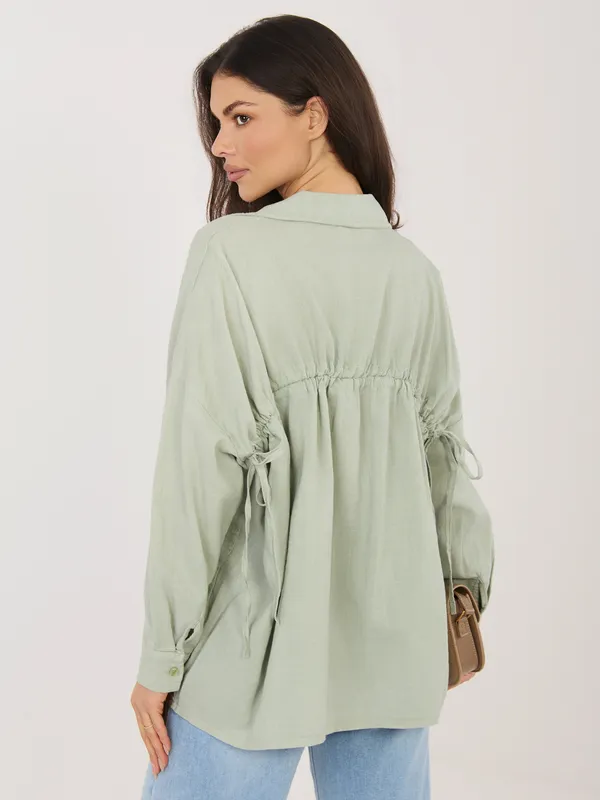 Koszula oversize z wiązanymi rękawami w stylu casual
