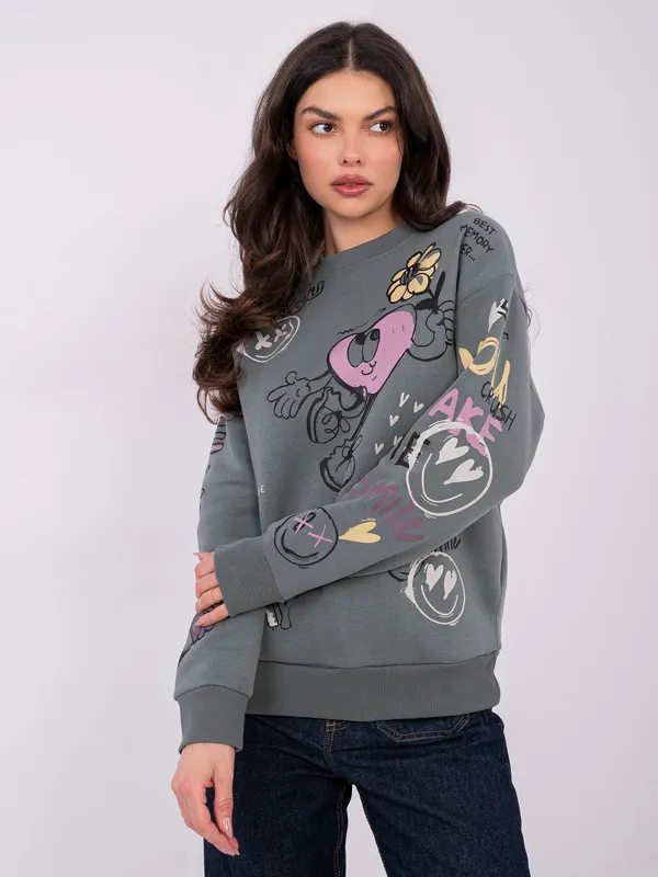 Bluza oversize z printami w stylu graffiti - widok 2