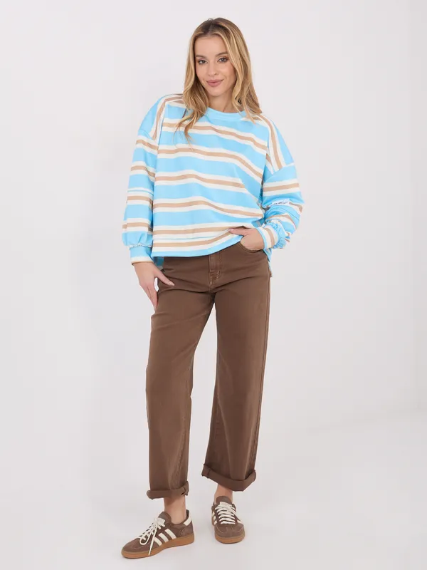 Oversize bluza w paski z naszywką