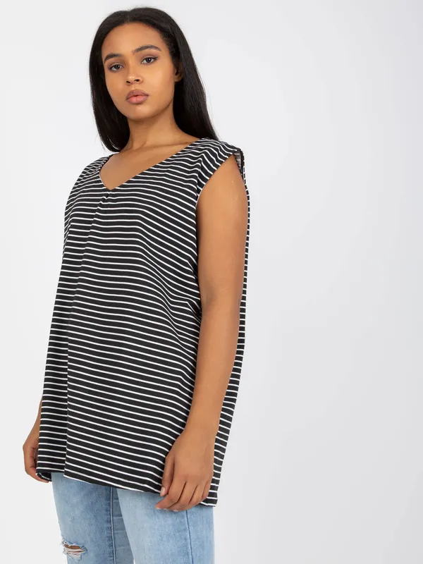 Biało-różowy top plus size bawełniany - widok 2