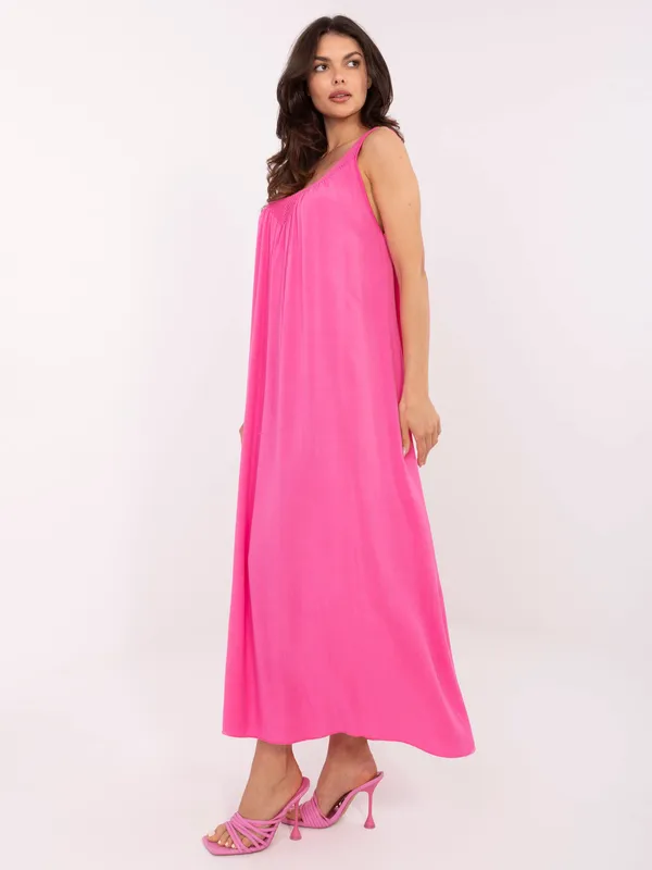 Sukienka maxi o kroju oversize z wykończeniem typu crochet - widok 2