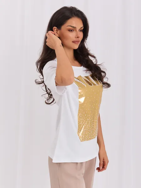 Czarny damski t-shirt bawełniany