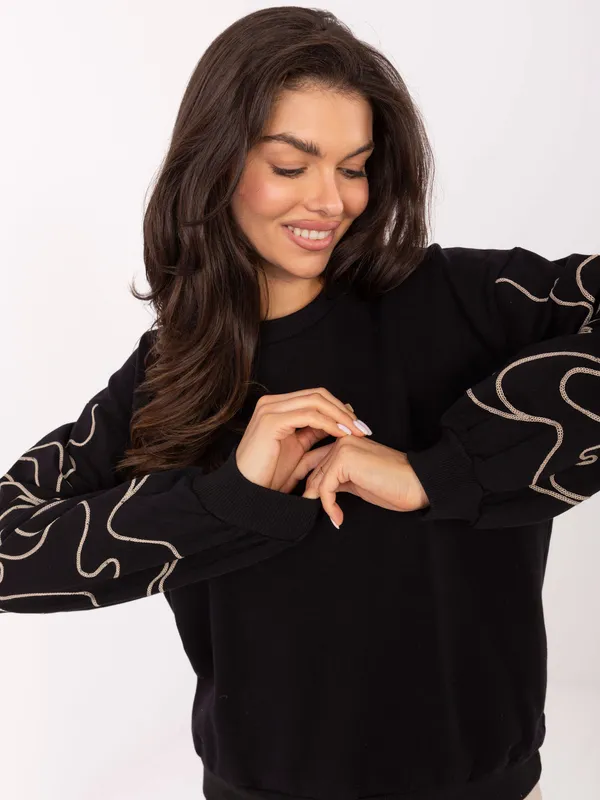 Bluza o kroju oversize z ozdobnymi przeszyciami - widok 2