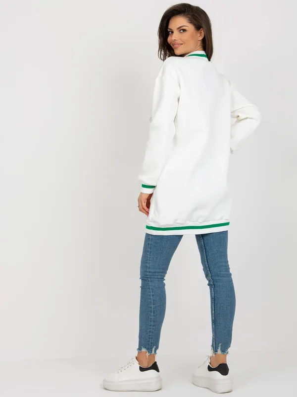 Czerwona długa bluza dresowa z kieszeniami - widok 2