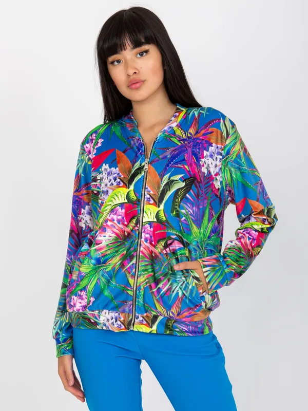 Niebiesko-fioletowa bluza bomberka z nadrukiem RUE PARIS