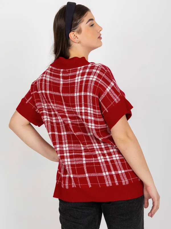 Szara dzianinowa kamizelka plus size z dekoltem V - widok 2