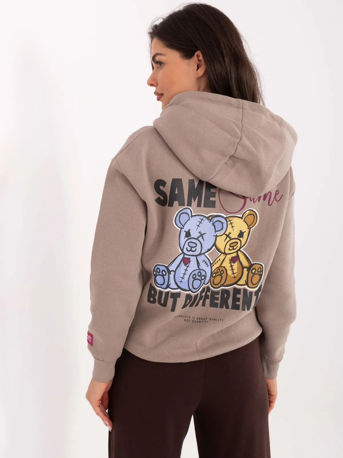 Bluza z kapturem oversize z grafiką misia - zdjęcie 3