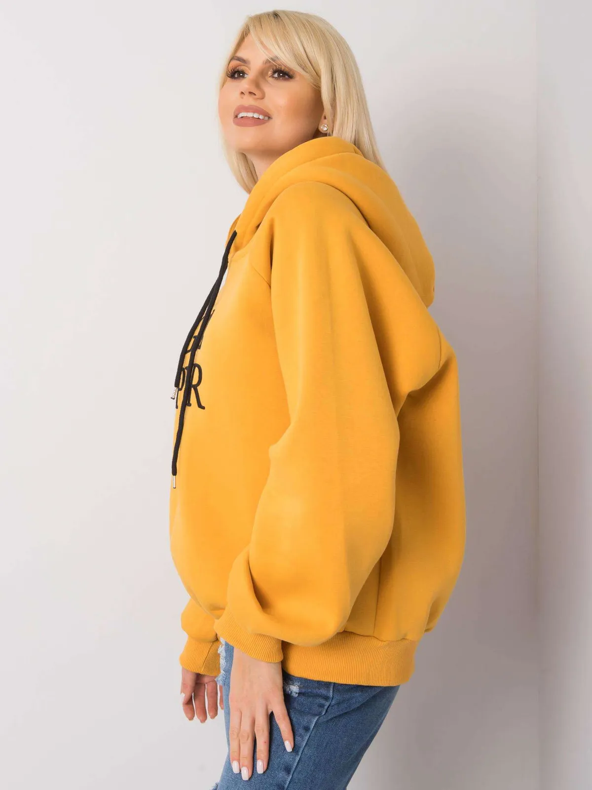 Ciemnoniebieska ocieplana bluza dresowa oversize - zdjęcie 3