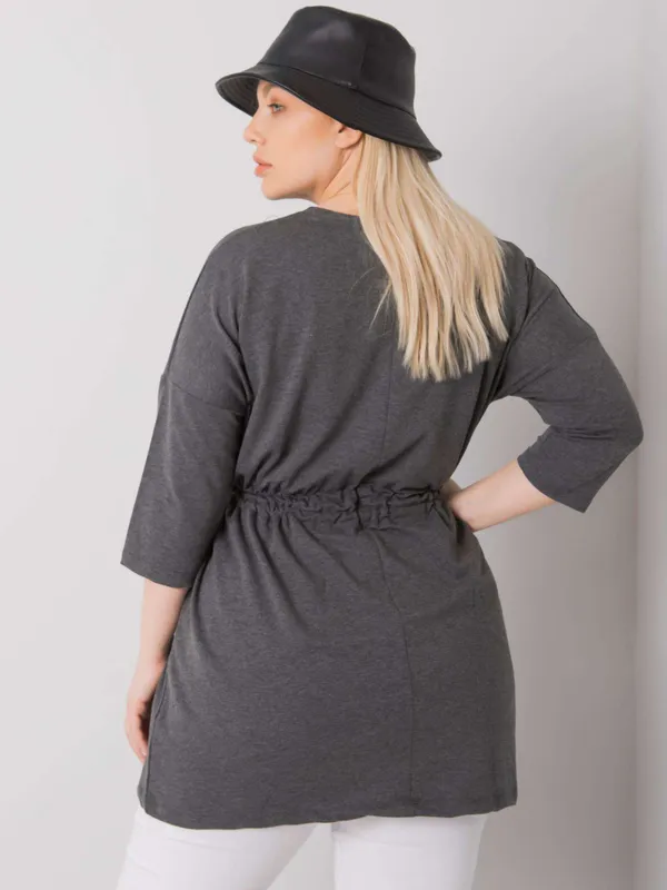Ecru tunika plus size z napisem
