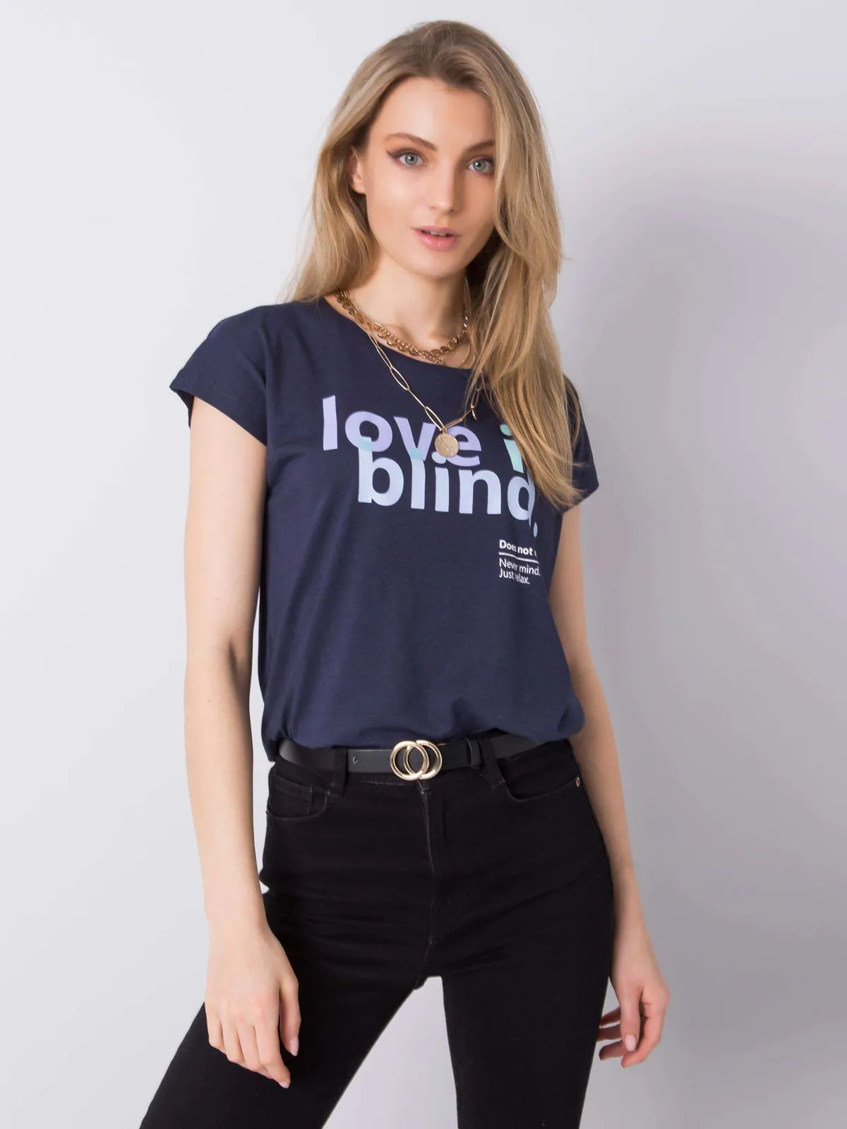 STITCH & SOUL Granatowy t-shirt z printem - zdjęcie 4