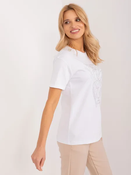 Casualowy t-shirt z ozdobnym motywem motyla