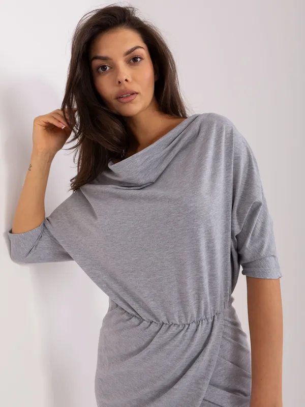 Szara codzienna sukienka z bawełny - widok 2