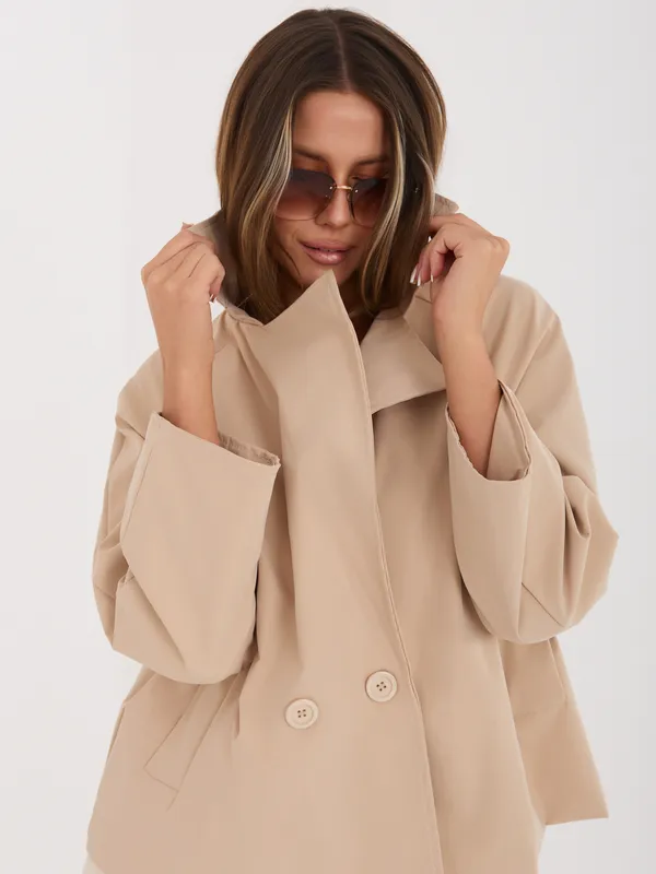 Krótki dwurzędowy płaszcz o kroju oversize - widok 2