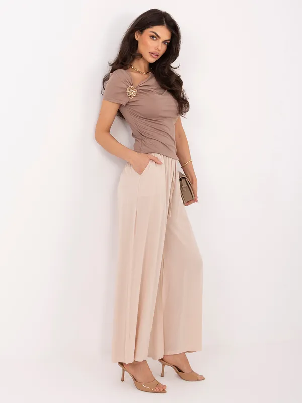Luźne spodnie z wysokim stanem typu palazzo