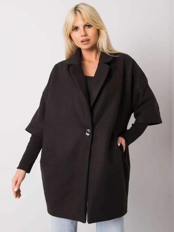 RUE PARIS Ciemnozielony płaszcz oversize