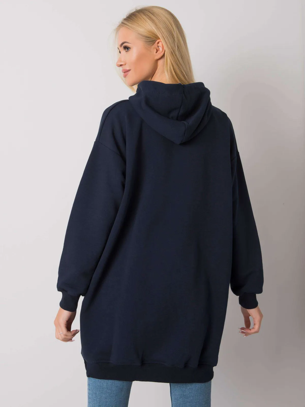 Jasnoniebieska bluza damska z kapturem - zdjęcie 4