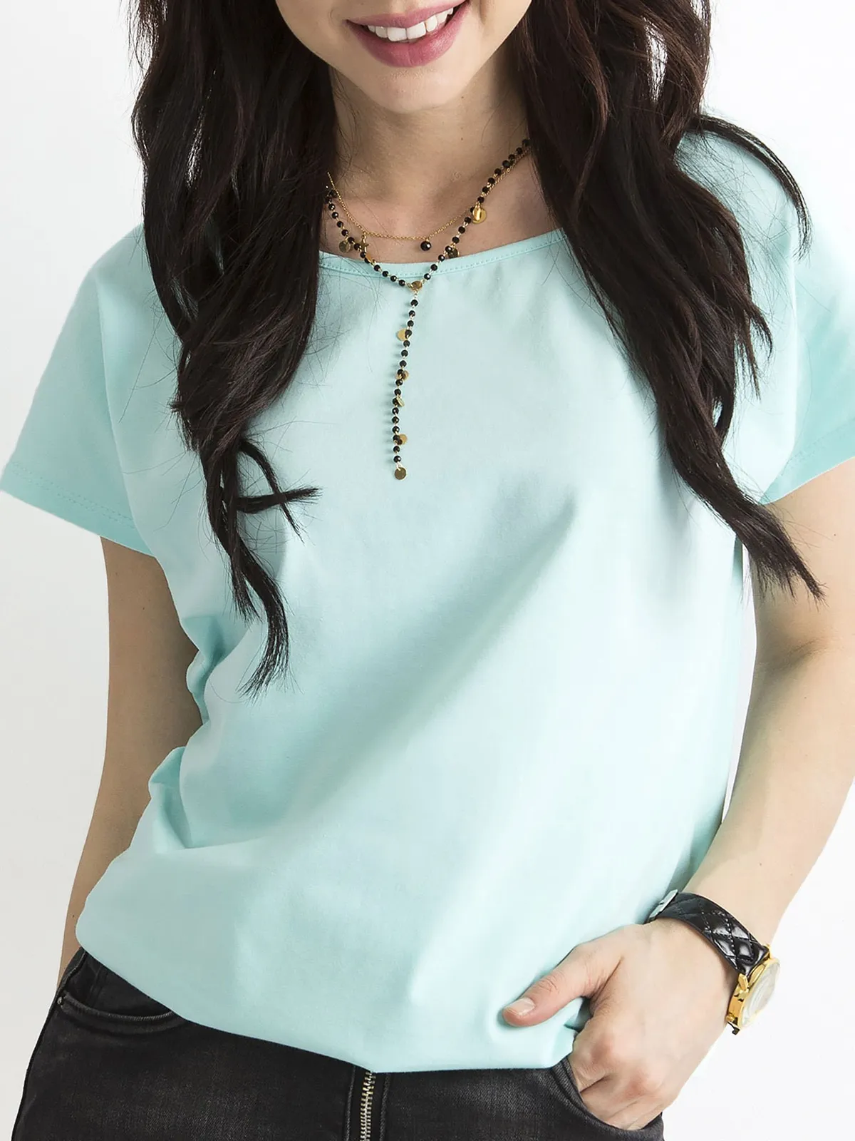 Miętowy t-shirt Circle - zdjęcie 2