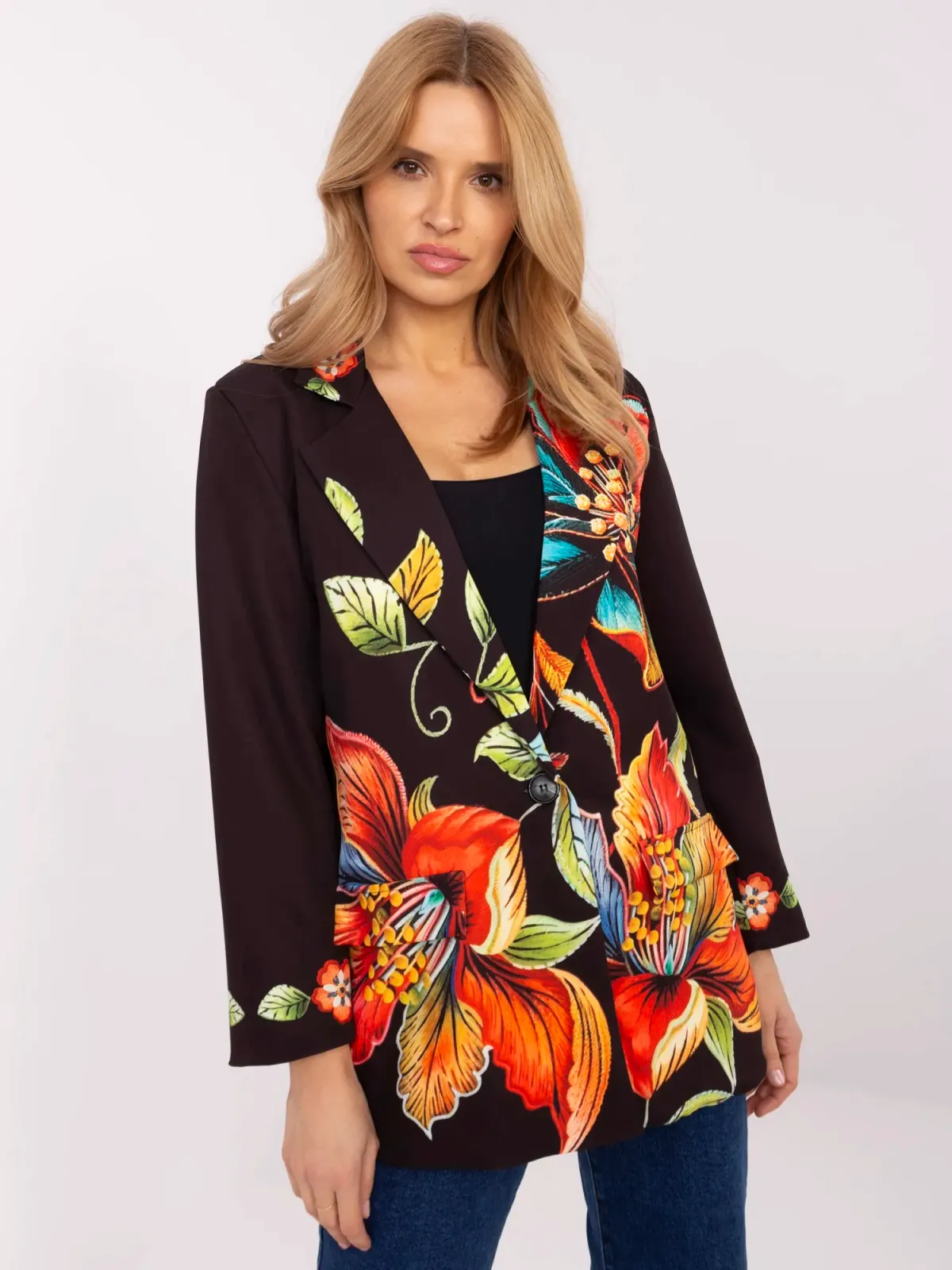 Żakiet wizytowy z wyrazistym motywem kwiatowym - zdjęcie 1