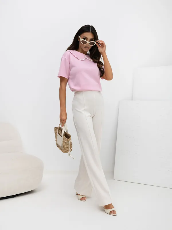 Bluzka z ozdobnym kołnierzykiem w stylu retro - widok 2