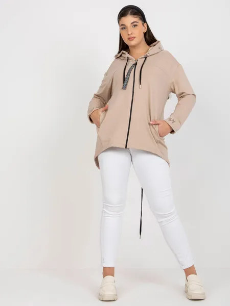 Ciemnozielona rozpinana bluza plus size z napisami