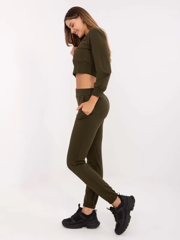 RUE PARIS Khaki damski komplet dresowy