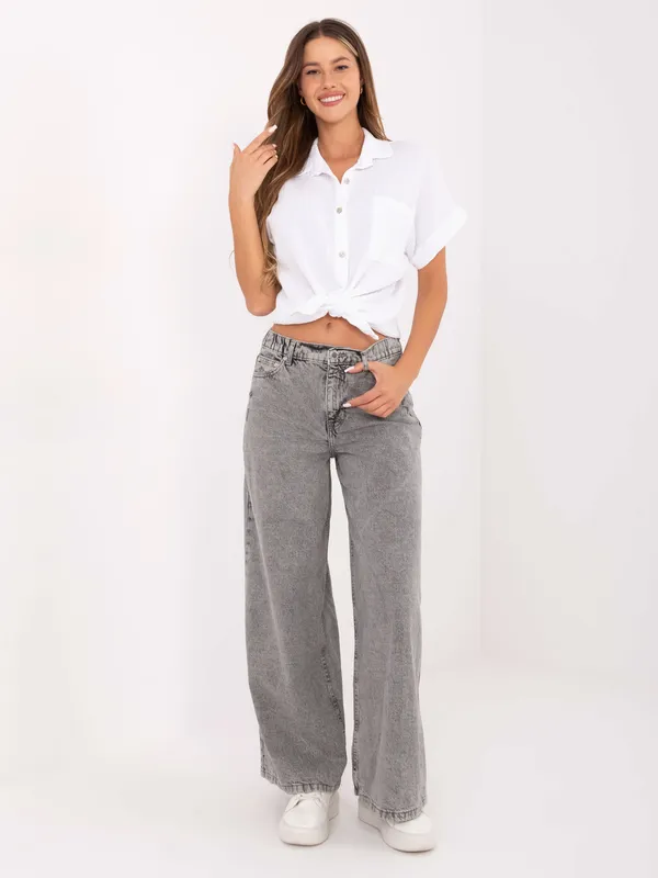 Luźne spodnie typu wide leg z wysokim stanem