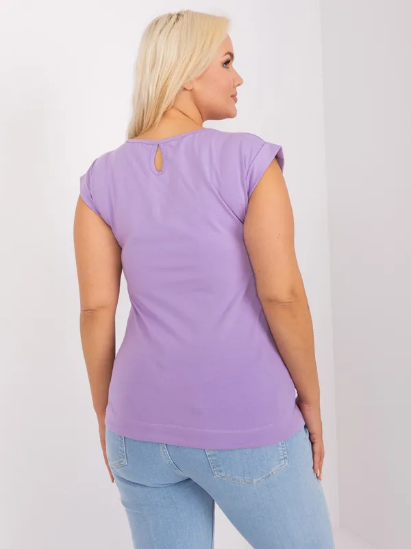 Fioletowa damska bluzka plus size z wycięciem - widok 2