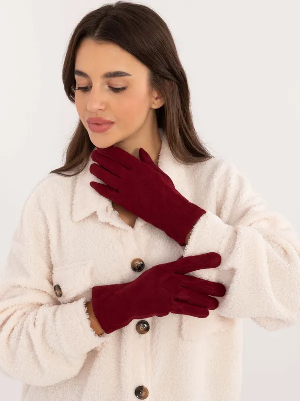 Klasyczne rękawiczki z delikatnym pikowaniem na wierzchu - widok 2