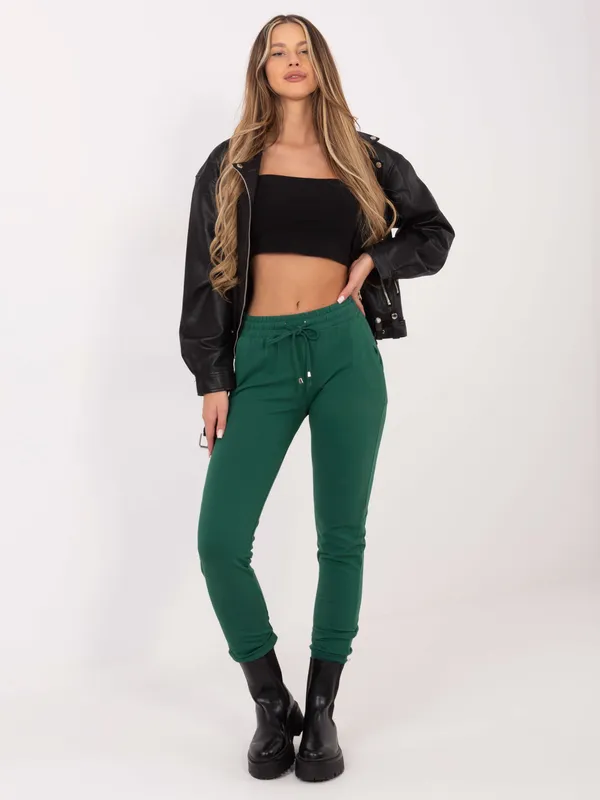 Spodnie dresowe basic ciemne khaki - widok 2