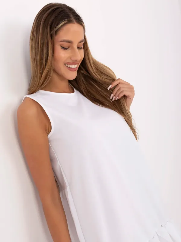 Sukienka mini o kroju oversize z falbanami - widok 2