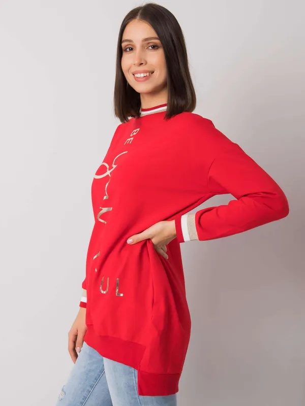 Wydłużona bluza oversize z napisem i ściągaczami - widok 2