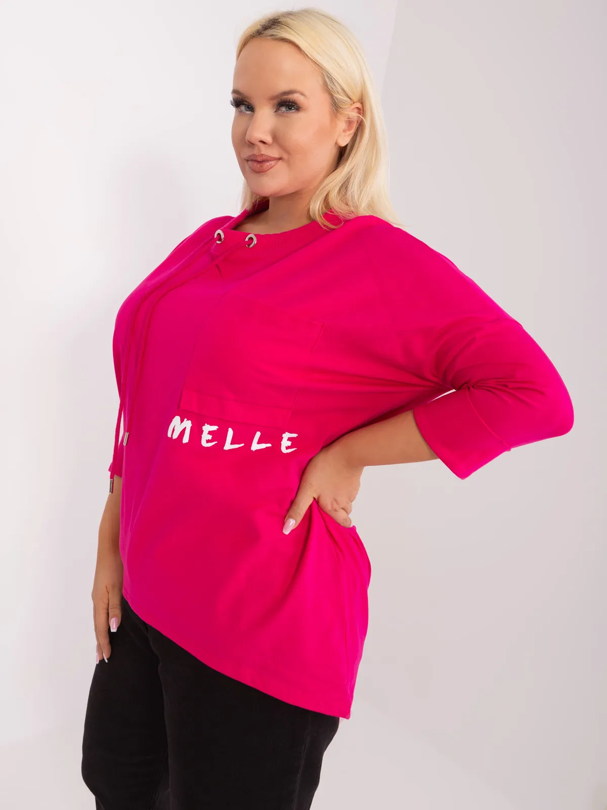 Casualowa bluzka oversize z ozdobnymi troczkami - zdjęcie 1