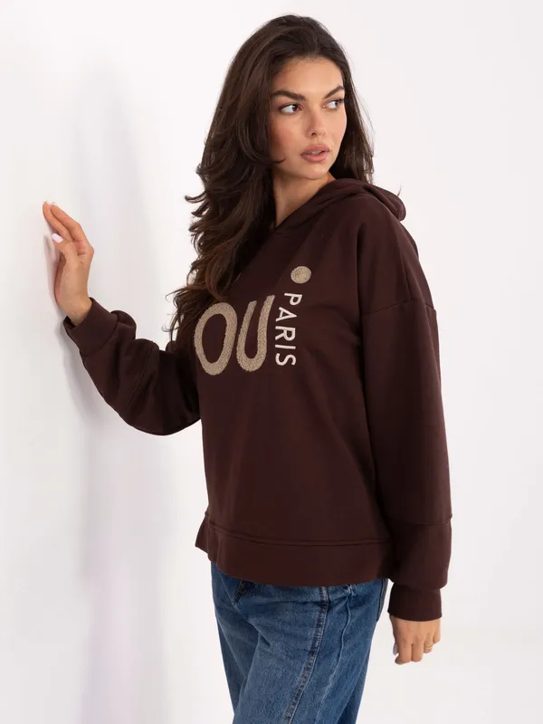 Bluza oversize z kapturem i dekoracyjnym napisem - widok 2