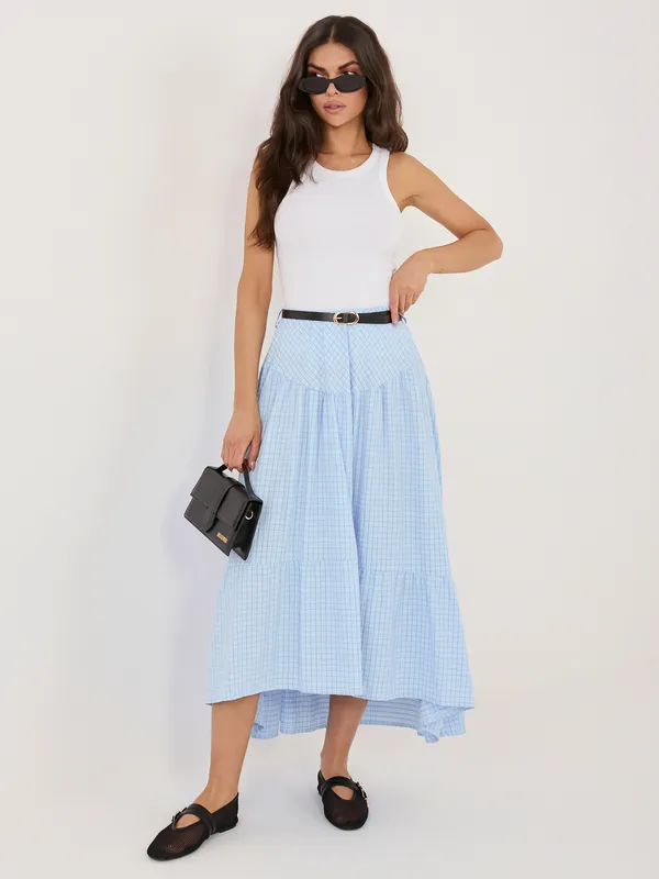 Zwiewna spódnica midi w kratę o kroju oversize